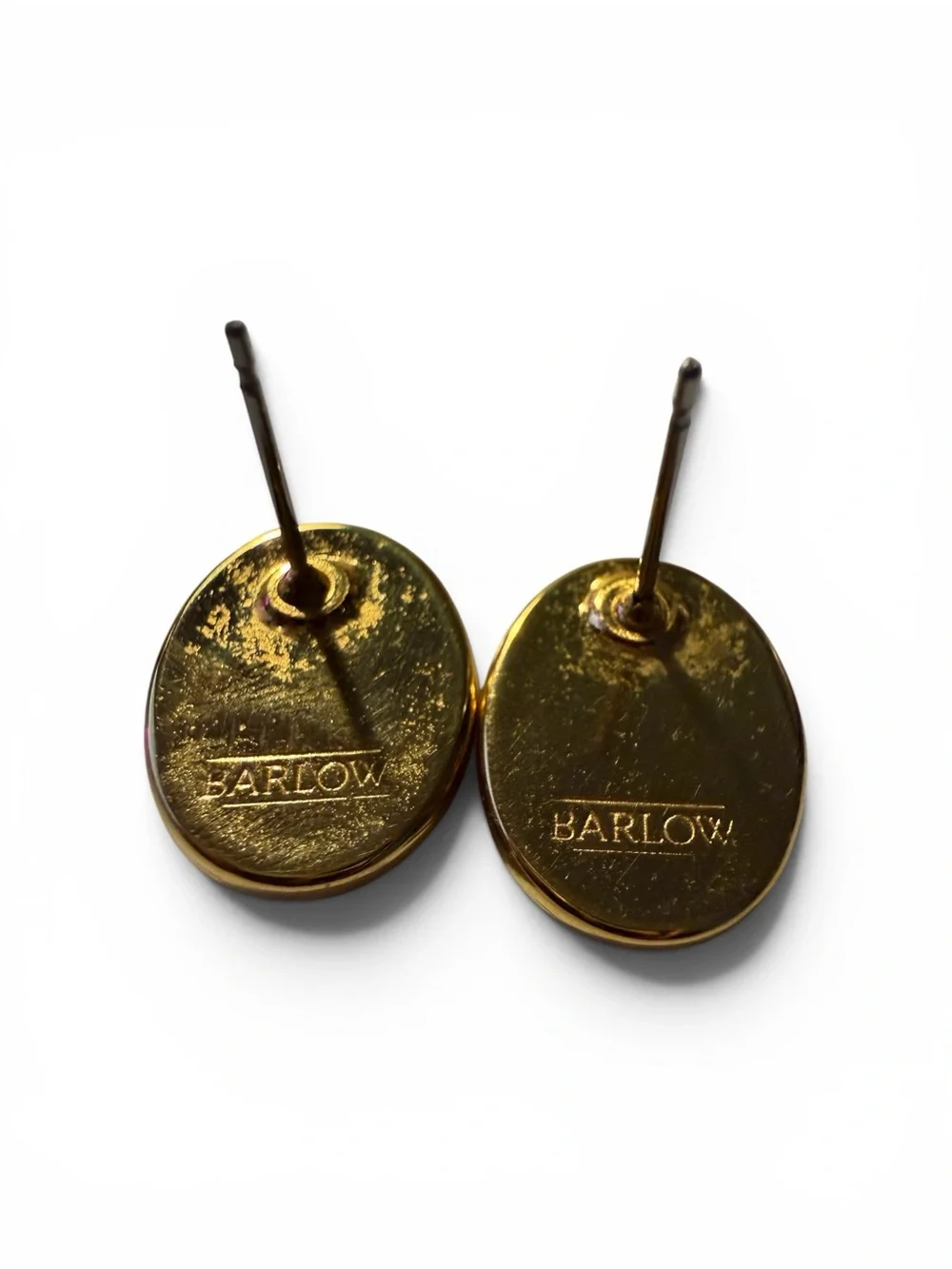 Vintage Hummingbird Oval Drop Stud Gold Earrings by Barlow